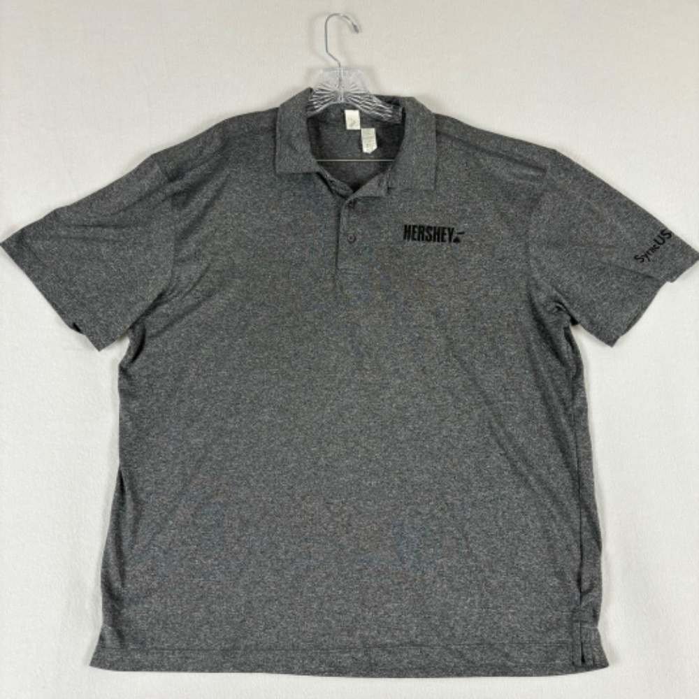 Hershey' Polo, Sport Shirt Three Button Collar size XL Gray